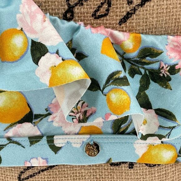 Victoria's Secret Swim Ruffle Bikini Top One Shoulder Padded Lemons Large Blue - Picture 4 of 8